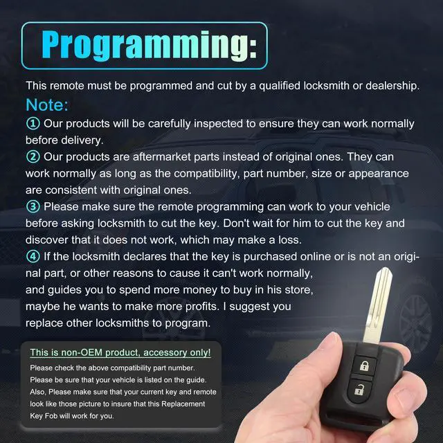 Alt view image 5 of 7 - Replacement Keyless Entry Remote Car Key Fob 433MHz for Nissan Micra K12 Navara D40M Qashqai J10 5WK4 876