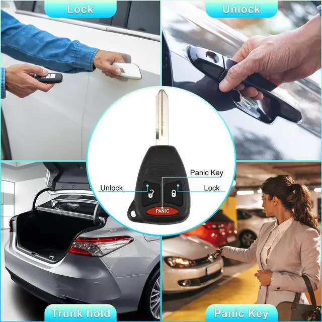 Alt view image 3 of 7 - Replacement Keyless Entry Remote Car Key Fob KOBDT04A 315MHz for Dodge Caliber Durango Magnum Nitro for Ram for Mitsubishi for Raider 3 Buttons with Door Key