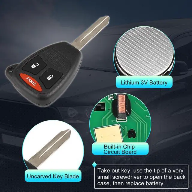 Alt view image 4 of 7 - Replacement Keyless Entry Remote Car Key Fob KOBDT04A 315MHz for Dodge Caliber Durango Magnum Nitro for Ram for Mitsubishi for Raider 3 Buttons with Door Key