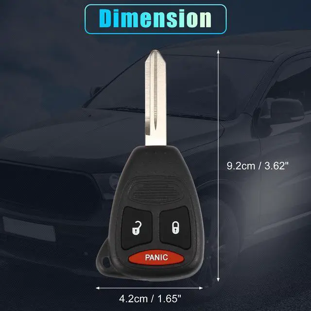 Alt view image 6 of 7 - Replacement Keyless Entry Remote Car Key Fob KOBDT04A 315MHz for Dodge Caliber Durango Magnum Nitro for Ram for Mitsubishi for Raider 3 Buttons with Door Key