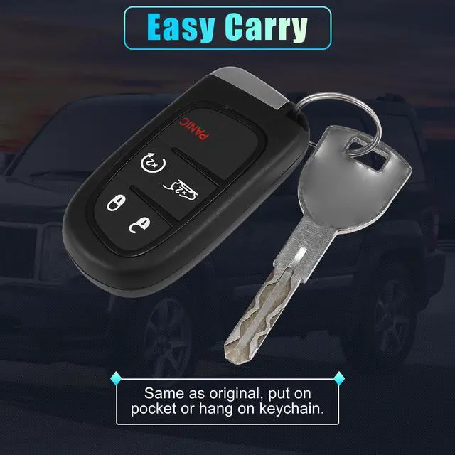 Alt view image 7 of 7 - Replacement Keyless Entry Remote Car Key Fob GQ4-54T 433MHz 4A Chip for Jeep Cherokee 2014-2020 5 Buttons with Door Key