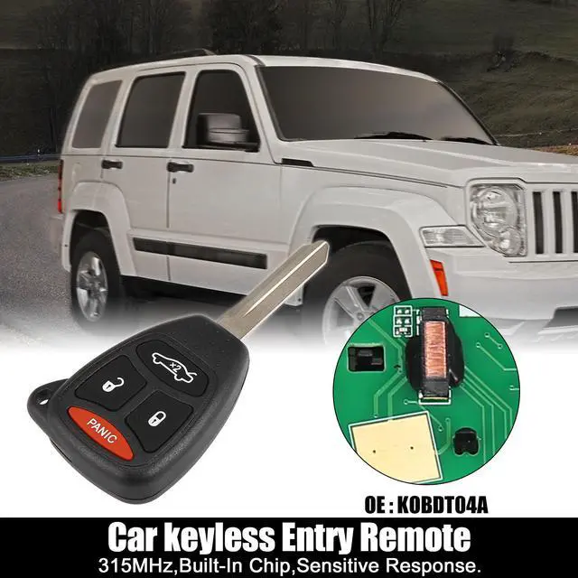 Main image of Replacement Keyless Entry Remote Car Key Fob KOBDT04A 315MHz for Chrysler 200 Sedan 300 for Dodge Avenger Charger for Jeep 4 Button with Door Key