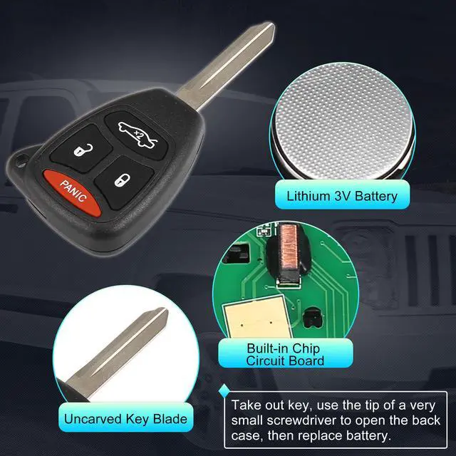 Alt view image 4 of 7 - Replacement Keyless Entry Remote Car Key Fob KOBDT04A 315MHz for Chrysler 200 Sedan 300 for Dodge Avenger Charger for Jeep 4 Button with Door Key