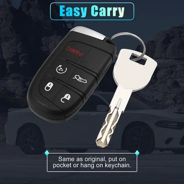 Alt view image 7 of 7 - Replacement Keyless Entry Remote Car Key Fob M3M-40821302 433MHz 4A Chip for Chrysler 300 2019-2020 for Chrysler 200 2015-2017 5 Buttons with Door Key