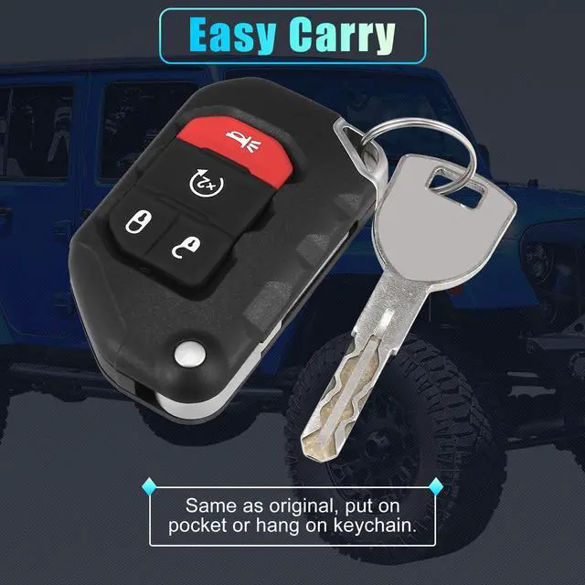 Alt view image 7 of 7 - Replacement Keyless Entry Remote Car Key Fob OHT1130261 433.92MHz 7939 Chip for Jeep Wrangler 2018 2019 2020 4 Buttons with Door Key