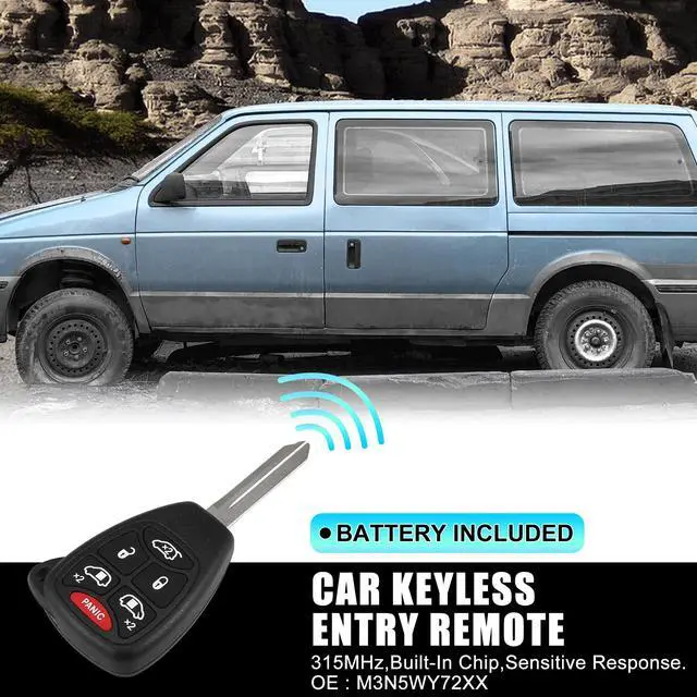 Alt view image 2 of 7 - Replacement Keyless Entry Remote Car Key Fob M3N5WY72XX 315MHz for Chrysler Town & Country for Dodge Grand Caravan 6 Button with Door Key
