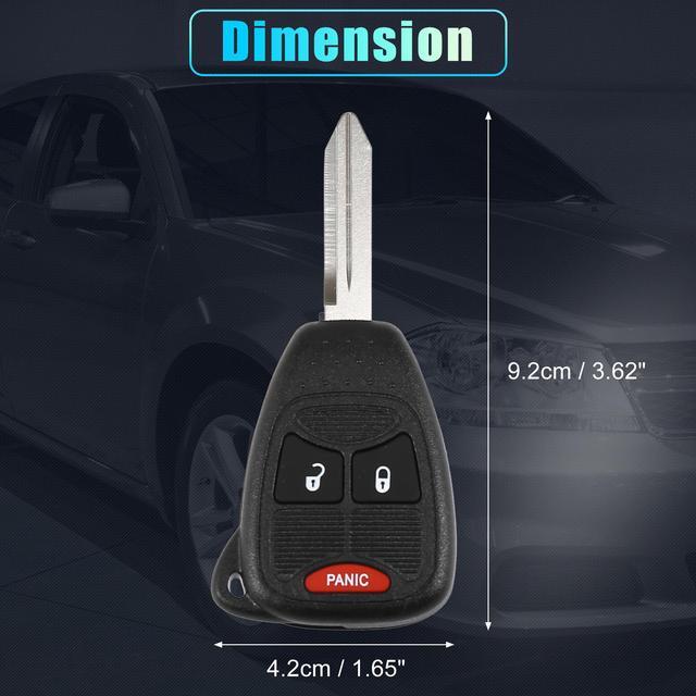 Alt view image 6 of 7 - Replacement Keyless Entry Remote Car Key Fob OHT692427AA 315MHz for Dodge Avenger Charger Caliber Durango for Ram 3 Button with Door Key