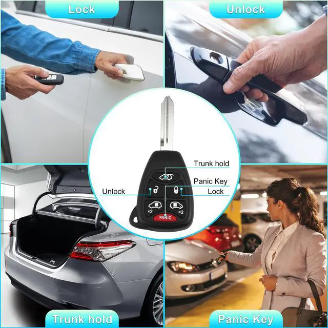 Alt view image 3 of 7 - Replacement Keyless Entry Remote Car Key Fob M3N5WY72XX 315MHz for Chrysler Town & Country for Dodge Grand Caravan 6 Button with Door Key