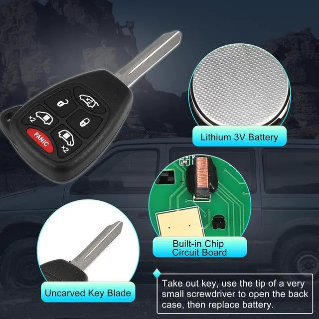 Alt view image 4 of 7 - Replacement Keyless Entry Remote Car Key Fob M3N5WY72XX 315MHz for Chrysler Town & Country for Dodge Grand Caravan 6 Button with Door Key