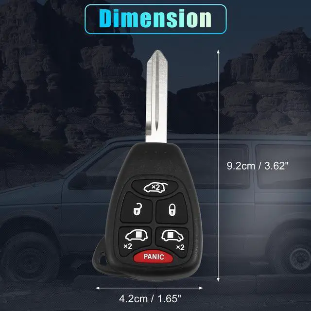 Alt view image 6 of 7 - Replacement Keyless Entry Remote Car Key Fob M3N5WY72XX 315MHz for Chrysler Town & Country for Dodge Grand Caravan 6 Button with Door Key