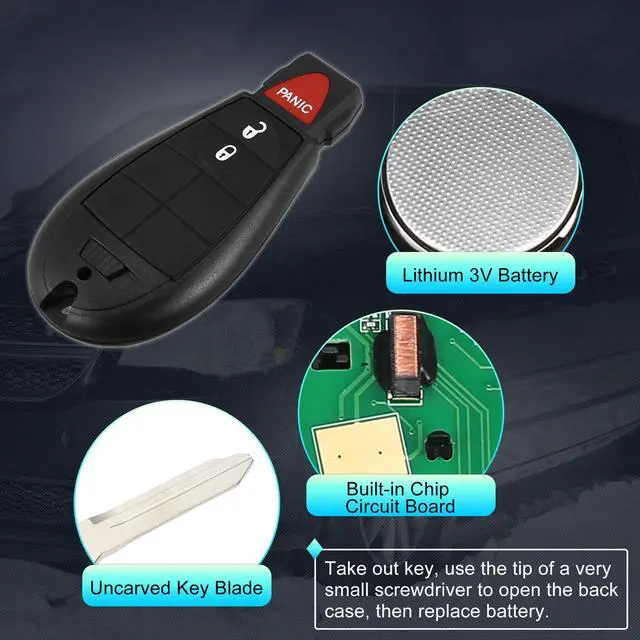 Alt view image 4 of 7 - M3N5WY783X 433Mhz Car Keyless Entry Remote Key Fob for Dodge Charger 3 Buttons