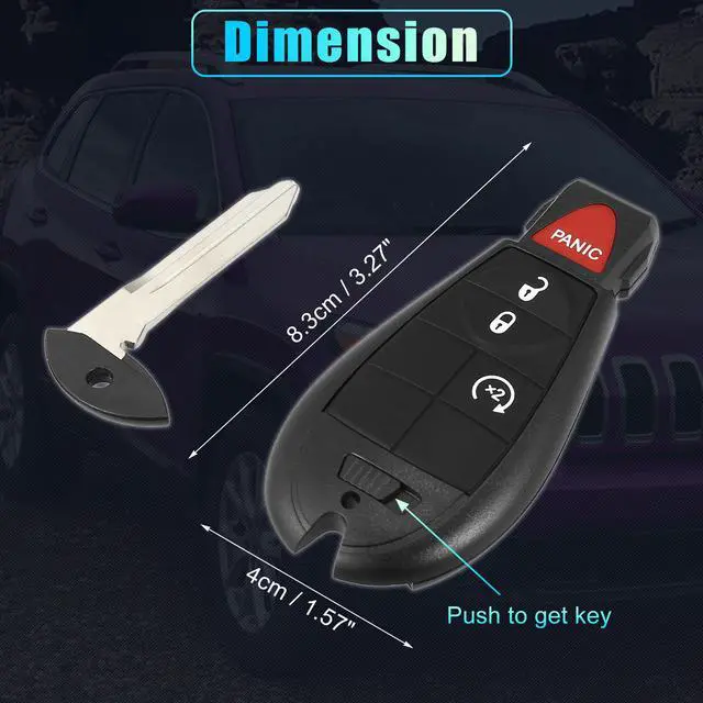 Alt view image 6 of 7 - Replacement Keyless Entry Remote Car Key Fob GQ4-53T 433Mhz for Jeep Cherokee 2014-2023 4 Buttons with Door Key NO.68105083AG/68508732AA