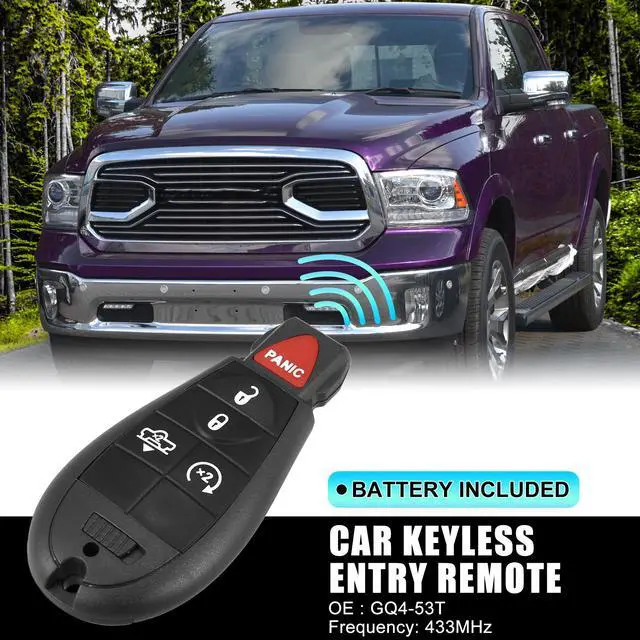 Alt view image 2 of 7 - Replacement Keyless Entry Remote Car Key Fob GQ4-53T 433Mhz for Dodge for Ram 1500 2500 3500 2013-2018 5 Buttons with Air Suspension W/ Door Key