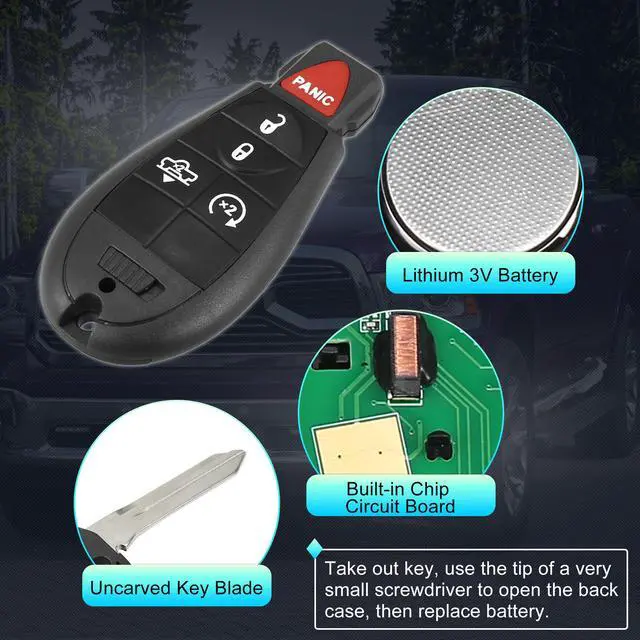 Alt view image 4 of 7 - Replacement Keyless Entry Remote Car Key Fob GQ4-53T 433Mhz for Dodge for Ram 1500 2500 3500 2013-2018 5 Buttons with Air Suspension W/ Door Key