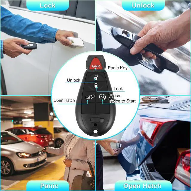 Alt view image 3 of 7 - Replacement Keyless Entry Remote Car Key Fob GQ4-53T 433Mhz for Jeep Cherokee 2014-2019 5 Buttons with Door Key