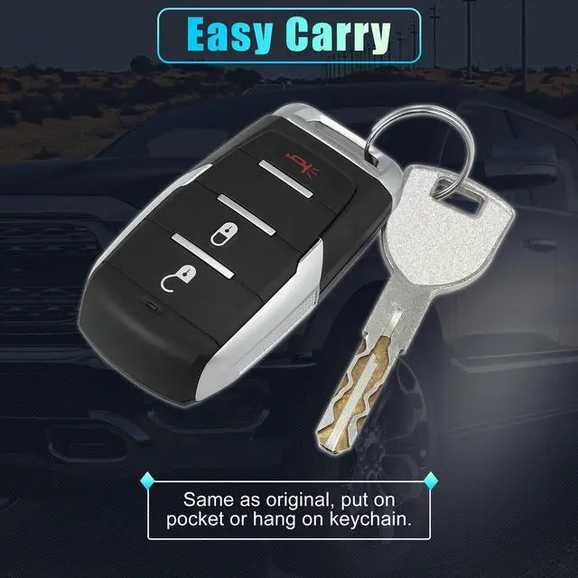 Alt view image 7 of 7 - Replacement Keyless Entry Remote Car Key Fob OHT-4882056 433.92Mhz for Ram 1500 2019-2022 3 Buttons with Door Key