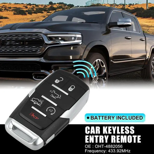 Alt view image 2 of 7 - Replacement Keyless Entry Remote Car Key Fob OHT-4882056 433.92Mhz for Ram 1500 2019-2022 6 Buttons with Door Key