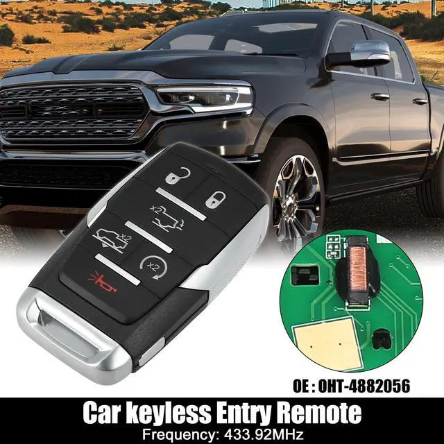 Main image of Replacement Keyless Entry Remote Car Key Fob OHT-4882056 433.92Mhz for Ram 1500 2019-2022 6 Buttons with Door Key