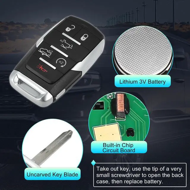 Alt view image 4 of 7 - Replacement Keyless Entry Remote Car Key Fob OHT-4882056 433.92Mhz for Ram 1500 2019-2022 6 Buttons with Door Key