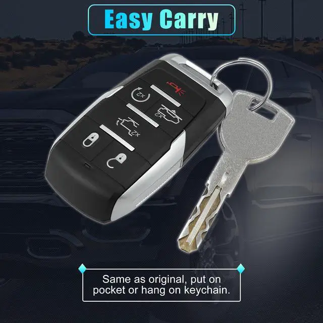 Alt view image 7 of 7 - Replacement Keyless Entry Remote Car Key Fob OHT-4882056 433.92Mhz for Ram 1500 2019-2022 6 Buttons with Door Key