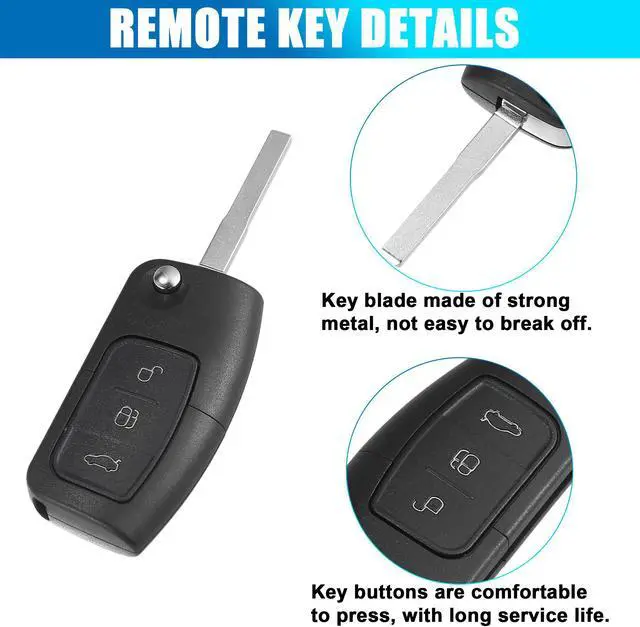 Alt view image 3 of 7 - 3 Key Buttons 433MHz Fob Entry Car Remote Key Replacement for Ford Focus Mondeo Fiesta Galaxy S Max 2006-2010