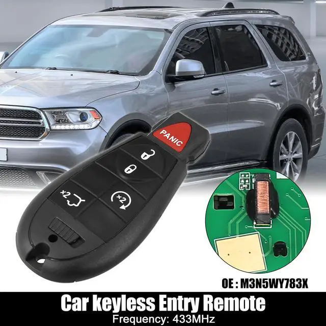 Main image of Replacement Keyless Entry Remote Car Key Fob M3N5WY783X 433Mhz for Dodge Grand Caravan Challenger Charger for Ram 1500 2500 5 Button with Door Key