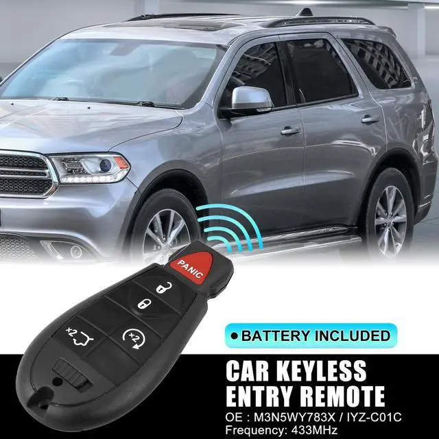 Alt view image 2 of 7 - Replacement Keyless Entry Remote Car Key Fob M3N5WY783X 433Mhz for Dodge Grand Caravan Challenger Charger for Ram 1500 2500 5 Button with Door Key