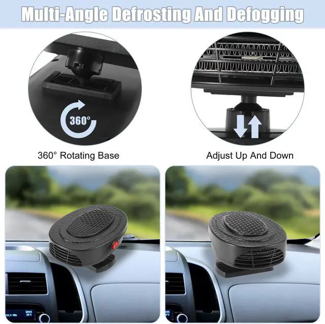Alt view image 4 of 7 - Portable Car Heater 12V 150W High Power in Car Heater Fast Heating Fan Automobile Windscreen Window Defroster Demister Keeping Warm Black