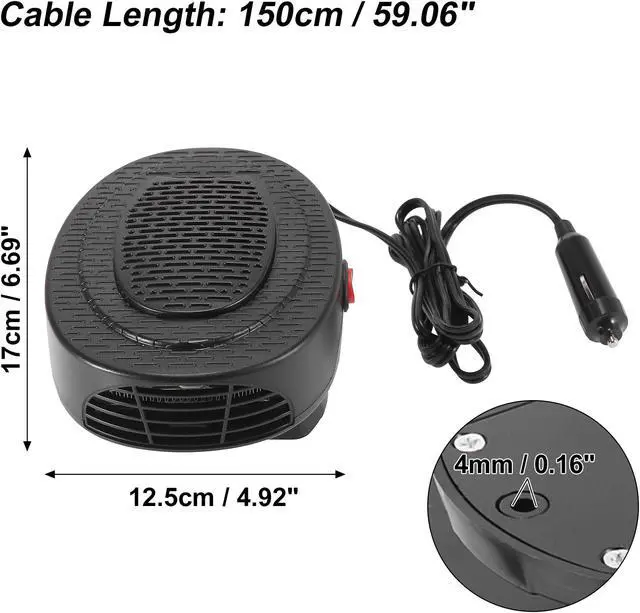 Alt view image 5 of 7 - Portable Car Heater 12V 150W High Power in Car Heater Fast Heating Fan Automobile Windscreen Window Defroster Demister Keeping Warm Black