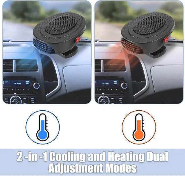 Alt view image 3 of 7 - Portable Car Heater 12V 150W High Power in Car Heater Fast Heating Fan Automobile Windscreen Window Defroster Demister Keeping Warm Black
