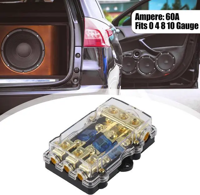 Main image of Fuse Holder Distribution Block 3 Way with 60 Amp Mini ANL Fuse for Car Audio Fuse Holder