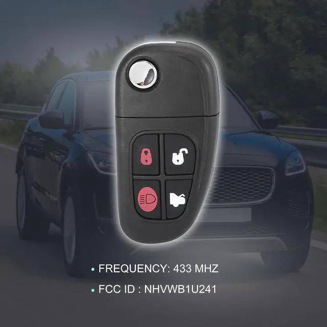 Alt view image 3 of 7 - Replacement Keyless Entry Remote Car Key Fob 433MHz for Jaguar S Type XJ8 2001-2008 for Jaguar x Type 2002-2008 NHVWB1U241