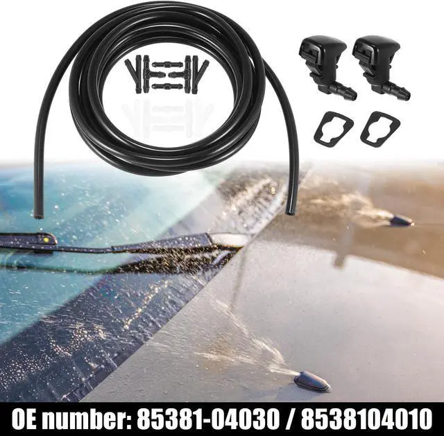 Main image of Front Windshield Washer Hose Kit Fit for Toyota Tacoma with 3 Meter Washer Fluid Hose 12 Pcs Hose Connectors - Pack of 15 Black