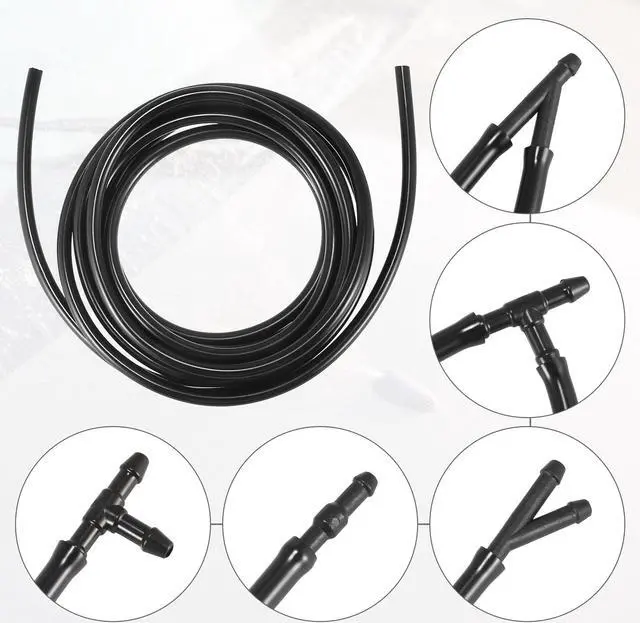 Alt view image 4 of 7 - Front Windshield Washer Hose Kit Fit for Toyota Tacoma with 3 Meter Washer Fluid Hose 12 Pcs Hose Connectors - Pack of 15 Black