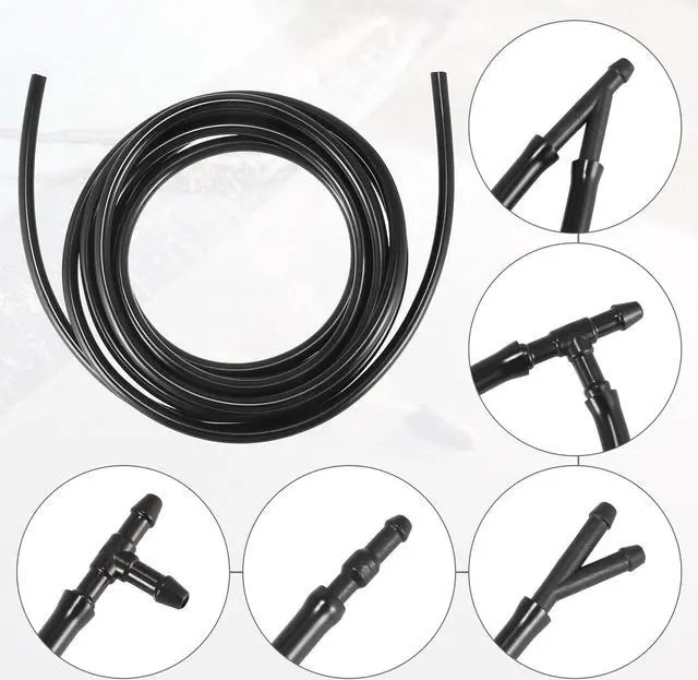 Alt view image 4 of 7 - Front Windshield Washer Hose Kit Fit for Dodge Durango with 3 Meter Washer Fluid Hose 12 Pcs Hose Connectors - Pack of 15 Black