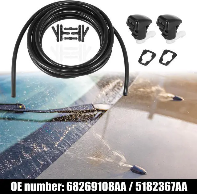 Main image of Front Windshield Washer Hose Kit Fit for Dodge Durango with 3 Meter Washer Fluid Hose 12 Pcs Hose Connectors - Pack of 15 Black