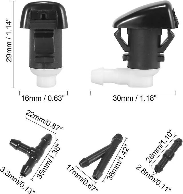Alt view image 6 of 7 - Front Windshield Washer Hose Kit Fit for Dodge Durango with 3 Meter Washer Fluid Hose 12 Pcs Hose Connectors - Pack of 15 Black