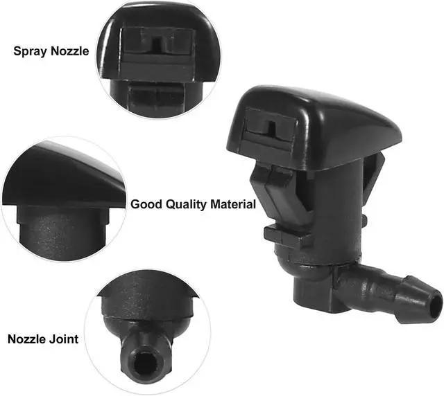 Alt view image 4 of 6 - Front Windshield Wiper Nozzles for Cadillac CTS with Gaskets - Pack of 2 Black