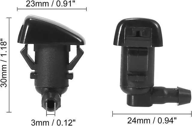 Alt view image 6 of 6 - Front Windshield Wiper Nozzles for Cadillac CTS with Gaskets - Pack of 2 Black