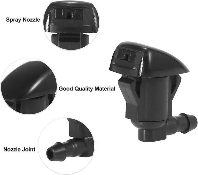 Alt view image 4 of 6 - Front Windshield Wiper Nozzles for Toyota Sienna Tundra Corolla with Gaskets - Pack of 2 Black