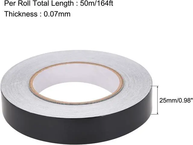 Alt view image 2 of 4 - 25mm Aluminum Foil Tape High Temperature Tape for HVAC, Sealing, Patching Hot and Cold Air Ducts Single Sided Adhesive Tape 50m/164ft Black