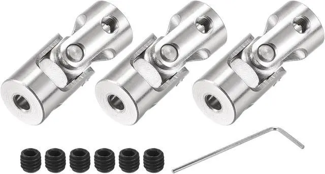 Main image of 3mm to 3.17mm Inner Dia Rotatable Universal Joint Shaft Coupling L23 x D9 with Screws and Wrench for RC Model Pack of 3
