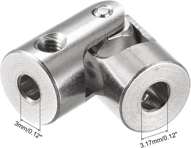 Alt view image 3 of 7 - 3mm to 3.17mm Inner Dia Rotatable Universal Joint Shaft Coupling L23 x D9 with Screws and Wrench for RC Model Pack of 4