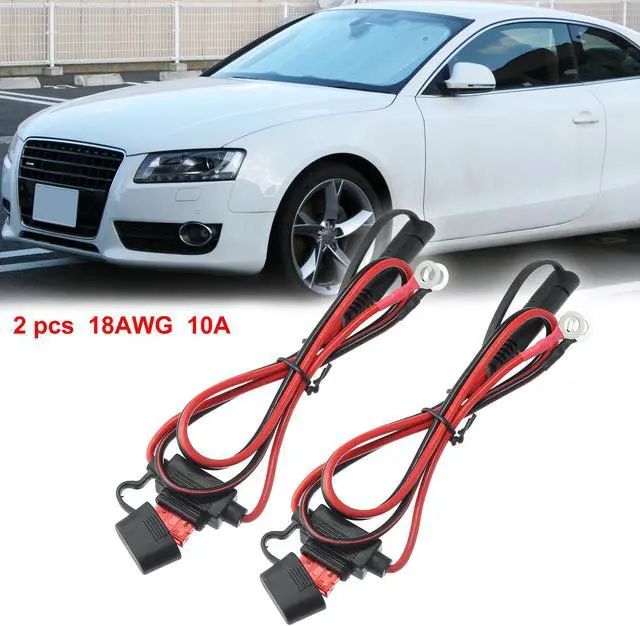 Main image of 2ft 18AWG SAE to Ring Terminal Harness Quick Connect Disconnect Ring Terminal Assembly with 10A Fuse for Car Motorcycle Solar Panel Power Supply 2pcs