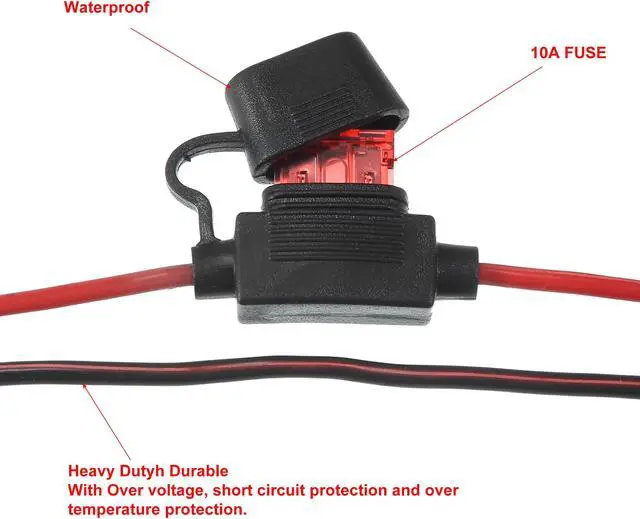 Alt view image 4 of 7 - 2ft 18AWG SAE to Ring Terminal Harness Quick Connect Disconnect Ring Terminal Assembly with 10A Fuse for Car Motorcycle Solar Panel Power Supply 2pcs