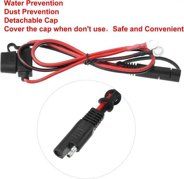 Alt view image 5 of 7 - 2ft 18AWG SAE to Ring Terminal Harness Quick Connect Disconnect Ring Terminal Assembly with 10A Fuse for Car Motorcycle Solar Panel Power Supply 2pcs