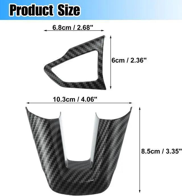 Alt view image 5 of 7 - 3pcs ABS Plastic Carbon Fiber Pattern Black Interior Steering Wheel Cover Trim Set for Ford Focus 2015-2018 for Ford Escape Kuga 2017-2018 Inner Decoration Auto Accessories