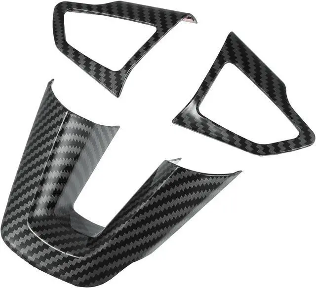 Alt view image 6 of 7 - 3pcs ABS Plastic Carbon Fiber Pattern Black Interior Steering Wheel Cover Trim Set for Ford Focus 2015-2018 for Ford Escape Kuga 2017-2018 Inner Decoration Auto Accessories
