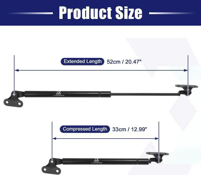 Alt view image 3 of 6 - 2 Pcs Rear Trunk Gas Struts Shocks Lift Supports for Toyota Landcruiser 80 Series 1990-1997 Black