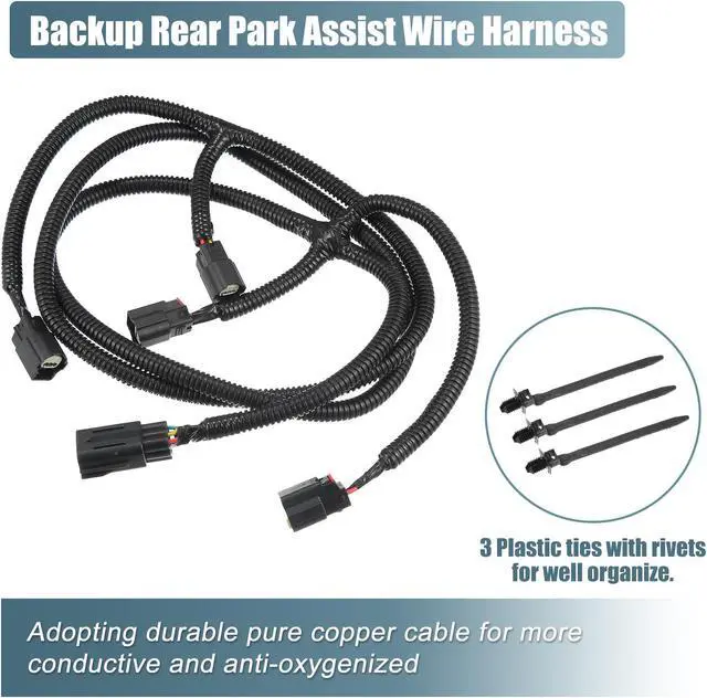 Alt view image 6 of 7 - Rear Park Assist Wiring Harness 68031820AA For Dodge For RAM 1500 2009-2020 For Dodge For Ram 2500 3500 10-18 Backup Wiring Jumper Harness with Connector for Park Sensor Replace